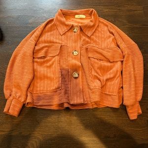 Molly Green Orange Button Down Long Sleeve Top